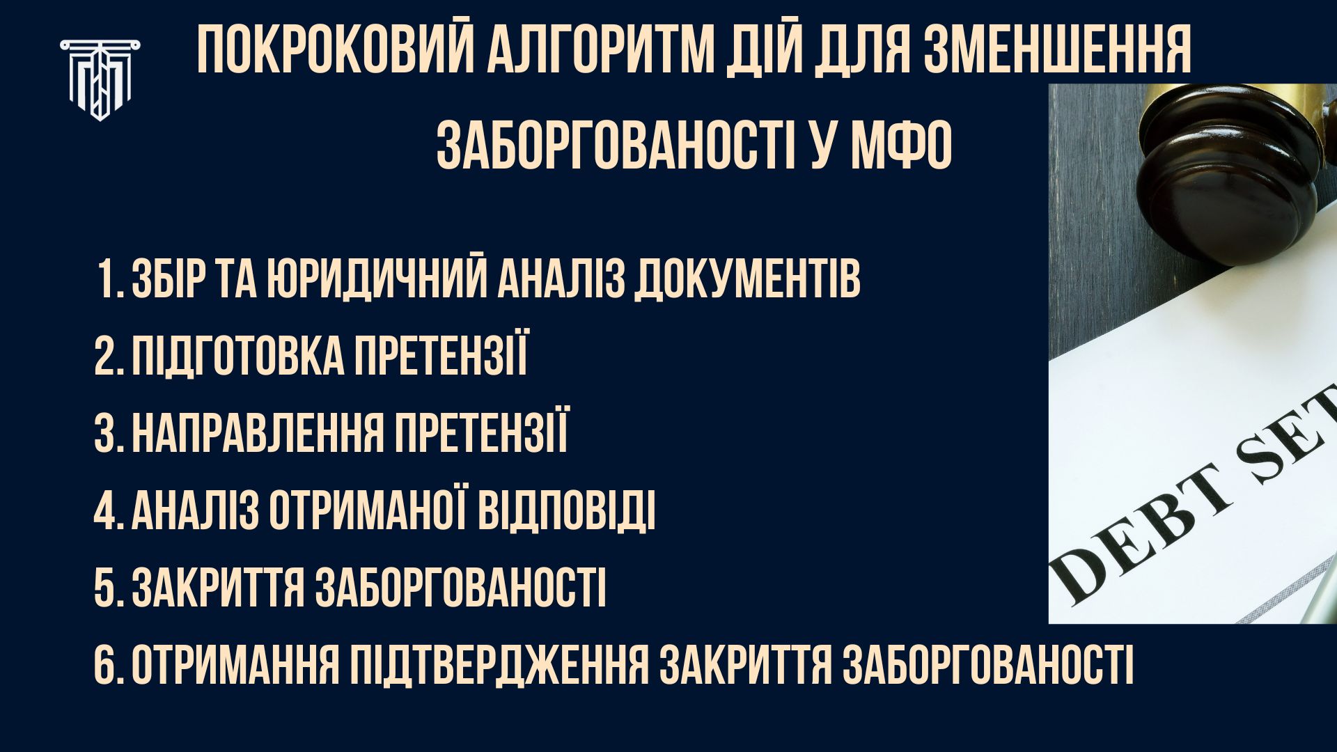 Покроковий алгоритм дій для зменшення заборгованості у МФО — юридична допомога АК «Правда»